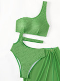 Women hollow sexy mesh one-piece swimsuit green bikini two-piece set