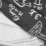 Women's Print Tight Fitting Long Sleeve Two-Piece Midi Shorts Set