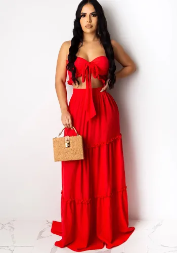 Women Summer Sexy Strapless Dress Set