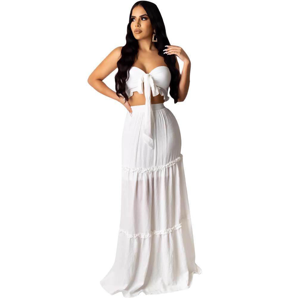 Sexy Vacation Solid Lace Buttons Strapless Strapless Dress Dresses main image 1