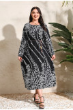 Chic Elegant Printed Loose Long Sleeve Plus Size Dress
