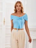 Summer Casual Fashion Women's Solid Color Off Shoulder Slim Waist Top