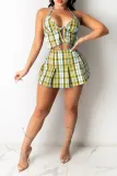 Women's Casual Sport Two Piece Plaid Skirt Set