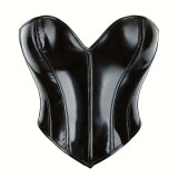Sexy Zipper Tight Fitting Strapless Leather Corset Top