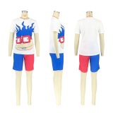 Women's Cartoon Printed Contrast Color Two Piece Fashion T-Shirt Shorts Set
