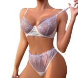 Women See-Through Lace Patchwork Sexy Lingerie Two-piece Set