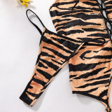 Women Lace Halter Neck suspender cosplay sexy leopard print Lace-Up binding garter Sexy Lingerie