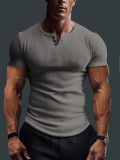 Men's Short Sleeve Button Collar T-Shirt