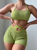 Solid Color Halter Neck Sexy Two Pieces Swimsuit