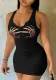 sexy printed strap casual bodycon dress
