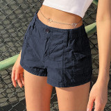 Women's Solid Color Slim Straight Low Waist Cargo Shorts