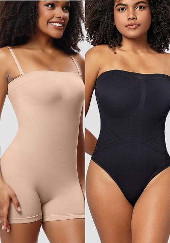 Women's Body-Shaping Bodysuit With Removable Straps Strapless Shapewear