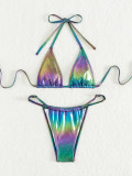Sexy Two Pieces Bikini Shiny Triangle Swimsuit Two-Piece Set