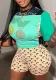 Fashionable Casual Trendy Printed Short-Sleeved Two Piece Shorts Set