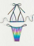 Sexy Two Pieces Bikini Shiny Triangle Swimsuit Two-Piece Set