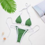 Sexy Halter Neck Lace-Up Heart Ring Two Piece Bikini Swimsuit