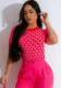 Women Spring/Summer knitting Heart Print Short Sleeve T-Shirt