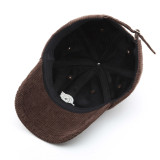 Autumn and winter warm corduroy patch baseball cap outdoor sports peaked cap