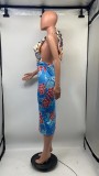 Women Casual Print Elegant Lace-Up Dress