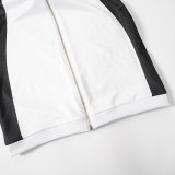 Women Spring Colorblock Printed Zip Cardigan Long Sleeve Dress