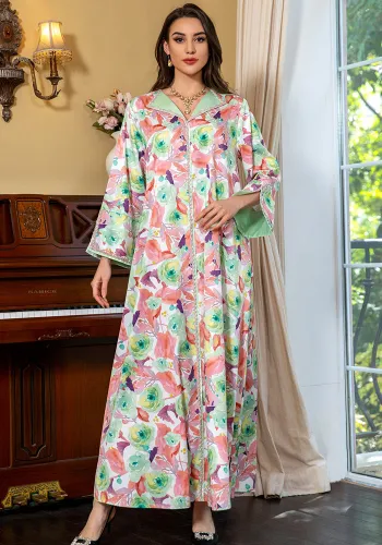 Muslim Women printed long sleeve dress