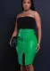 Women Casual Slit High Waist Pu Leather Skirt