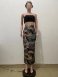Women camouflage slit Skirt