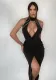 Women's Spring Fashion Sexy Hollow Low Back Slit Long Dress