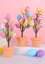 Easter Cartoon Printed Eggs Potted Decoration Ornaments