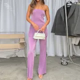 Women Sexy Strapless Top and Casual Pants Two-piece Set