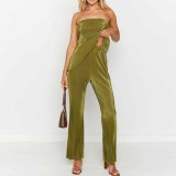 Women Sexy Strapless Top and Casual Pants Two-piece Set