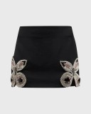 Women Diamond Butterfly Blazer and Skirt Two-piece Set