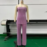 Women Sexy Strapless Top and Casual Pants Two-piece Set