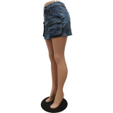 Women Spring/Summer Pocket Stretch Denim Skirts
