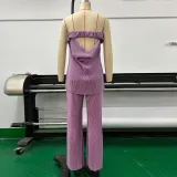 Women Sexy Strapless Top and Casual Pants Two-piece Set