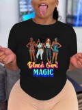 African Women Black Girls Short Sleeve Printed T-Shirt