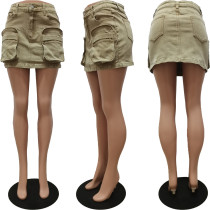 Women Spring/Summer Pocket Stretch Denim Skirts