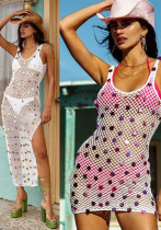 Women summer sequined knitting hollow beach sun protection clothing beach skirt