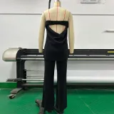 Women Sexy Strapless Top and Casual Pants Two-piece Set