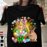 Summer Bunny Gnome Easter Pattern Print Women's Top Short Sleeve T-Shirt