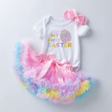 Summer Sweet And Cute Baby Girl Birthday Wear Short-Sleeved Romper Princess Skirt Two Piece Set