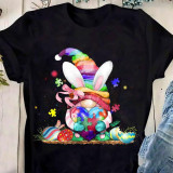 Summer Bunny Gnome Easter Pattern Print Women's Top Short Sleeve T-Shirt
