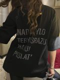 Letter Beaded Loose-Style Short-Sleeved Casual Top Trendy Pullover T-Shirt