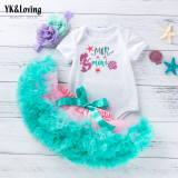 Summer Sweet And Cute Baby Girl Birthday Wear Short-Sleeved Romper Princess Skirt Two Piece Set