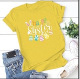 Easter Women's Short Sleeve T-Shirt Fashion Loose Print Round Neck Short Sleeve Top