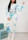 Stylish Casual Printed Sexy Long Sleeve Top And Pants Two Piece Set