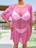 Sexy Shiny Star See-Through Mesh  Beach Cover-Up Plus Size Women's Dress