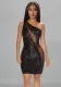 Women's Slash Shoulder Sequin Mesh Sexy Nightclub Fashion Bodycon Dress