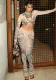 Summer Sexy Digital Printed See-Through Mesh Crop Top High Waist Slim Pants Two Piece Set