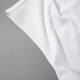 Women White Top Crop One Shoulder Basic T-Shirt